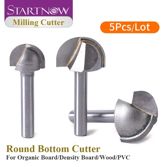 Startnow Round Bottom Router Bits for Organic Board MDF Wood PVC Milling Cutters CNC Tool Router Engraving Bit End Mills